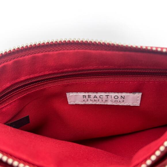 KENNETH COLE REACTION Pebbled Faux Leather Gold Chainlink Shoulder Bag (Red) - Picture 13 of 13